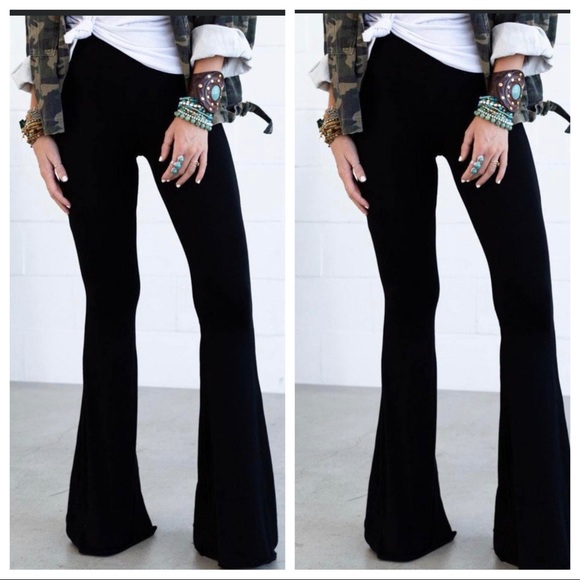 ShopEvelynne Pants - #19 ✨RESTOCKED✨Best Selling Black chic cotton blend bell flare pants